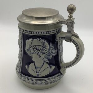 Vintage Gerz W. Germany Beer Stein with Metal Lid